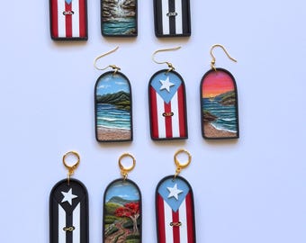 Los Paisajes de mi Tierra- Create your own set| Handcrafted Polymer Clay Earrings – Puerto Rico Landscapes, Flag Designs