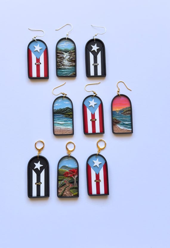 Puerto Rico Landscape Earrings| Handcrafted Polymer Clay Jewelry