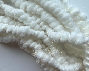 Fil d’art handspun blanc super brillant, fil enroulé, fil de Noël, fil de tissage, fil volumineux, fil Jumbo