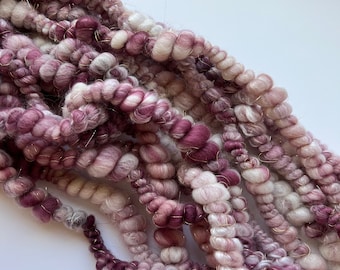 Handspun Art Yarn, coiled Yarn, purple art yarn, Valentine art yarn, Weaving yarn, coilspun yarn, Bulky yarn, Super Jumbo yarn