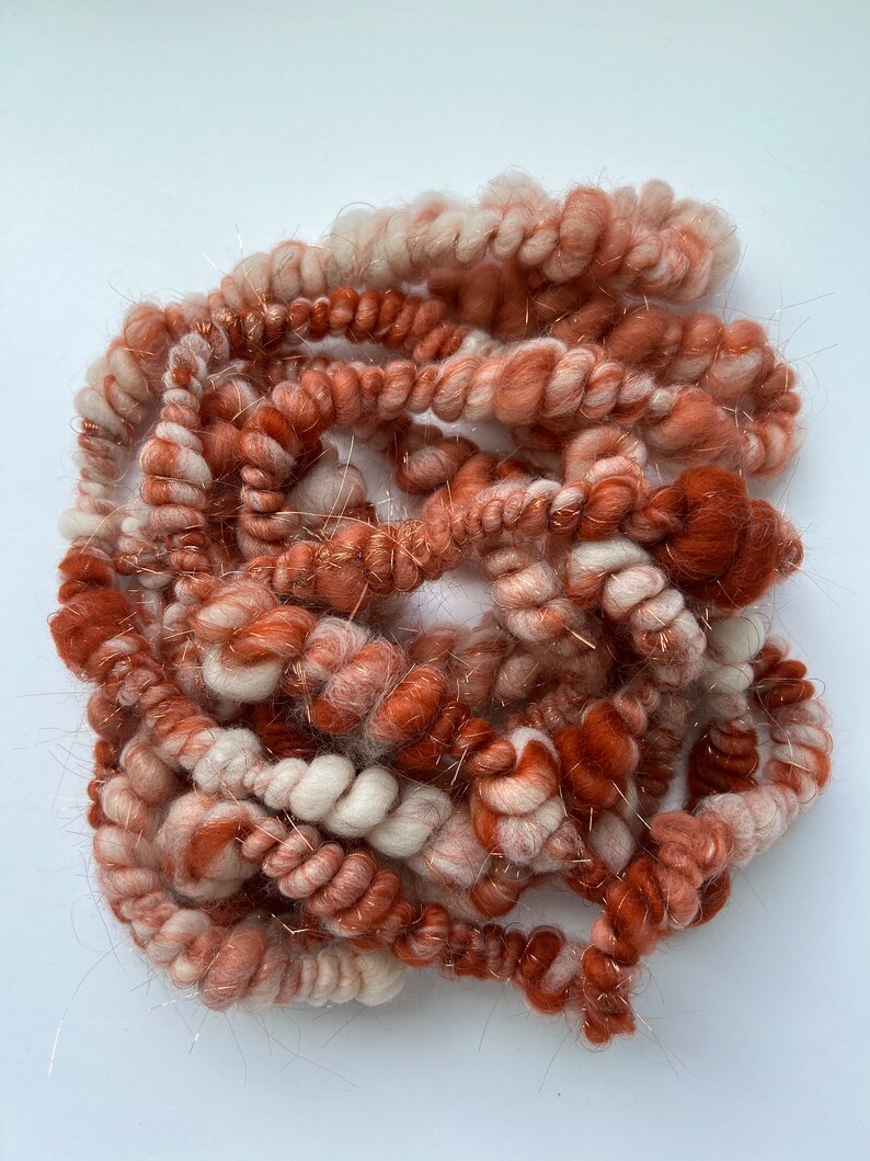 Handspun Art Yarn, Jumbo Yarn, Weaving Yarn, Rust Yarn, Coiled Yarn ...