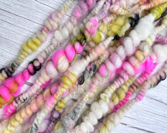 Hand spun Yarn, art yarn, neon yarn, coiled Yarn, Weaving yarn, art yarn, chunky yarn