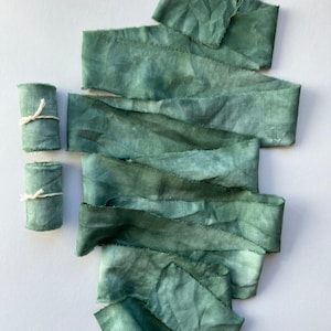 Nastro di cotone tinto a mano, nastro strappato a mano, nastro intrecciato, nastro macramè, nastro floreale, nastro verde-blu, nastro da 2", nastro verde-blu