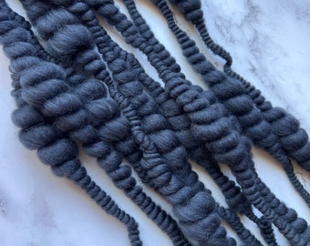 Handspun Art Yarn, coiled Yarn, charcoal black art yarn, beehive yarn, Weaving yarn, Chunky yarn, Bulky yarn, Super Jumbo yarn