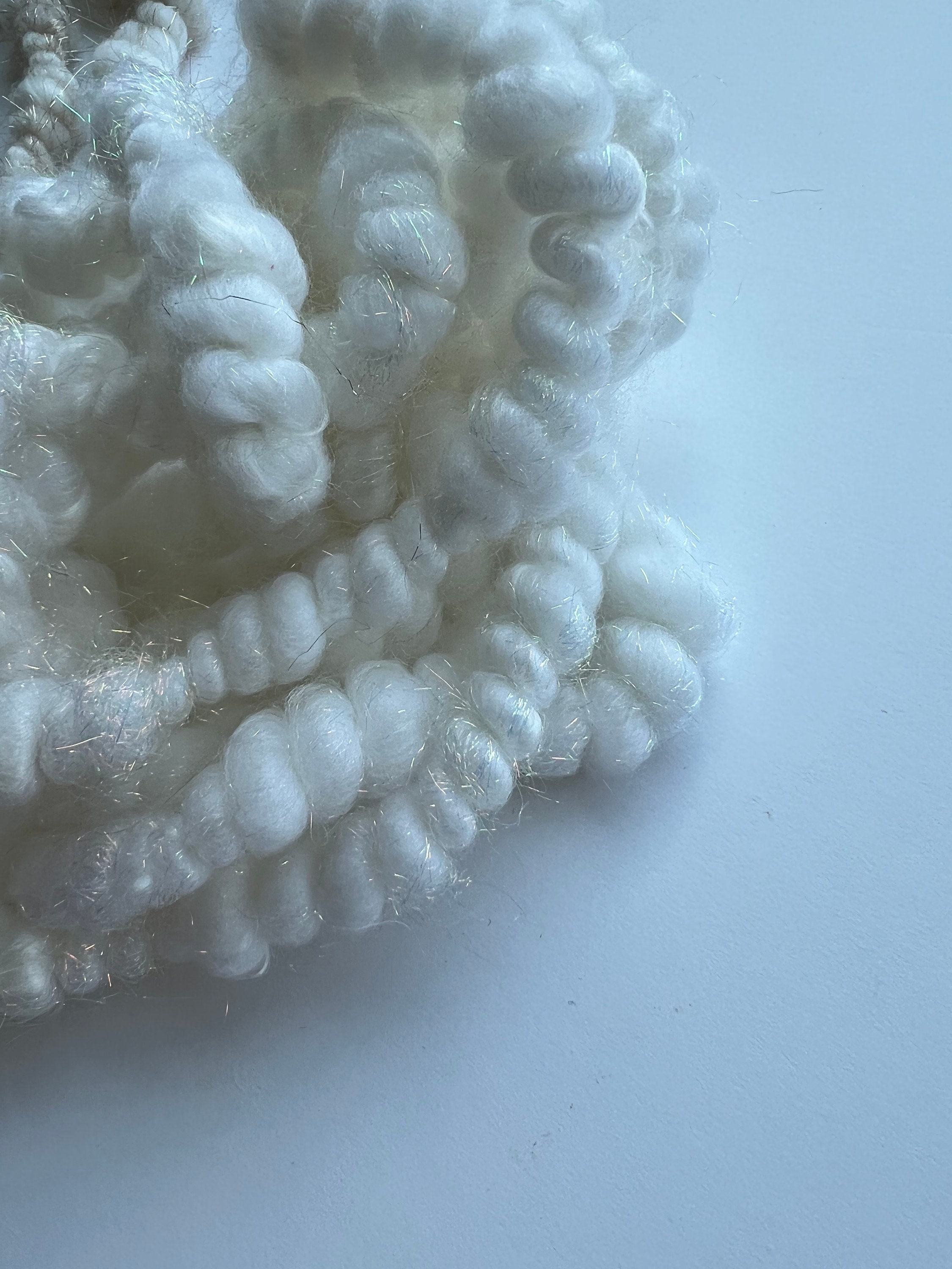 Yarn White Rope Look In Super Sparkly White Handspun Art Yarn, Coiled Yarn, Christmas Yarn ...