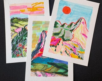 ACEO - 2.5x3.5 Original Watercolor Mountain and Creek Landscape - Etsy