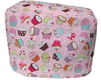 Kitchenaid Artisan CozyCoverUp Food Mixer Cover Pink Cupcakes Cotton, Handmade in The UK and Fully Lined