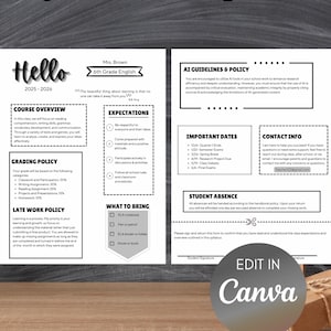 Modello di programma di classe modificabile: scuola media e superiore, ritorno a scuola (PDF con collegamento a Canva)