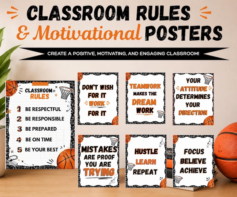 Redigerbart klassrumspaket | Klassrumsregler, Motiverande posters, Träffa läraren, Kursplan, Google Slides och Canvas hemsida bild 4