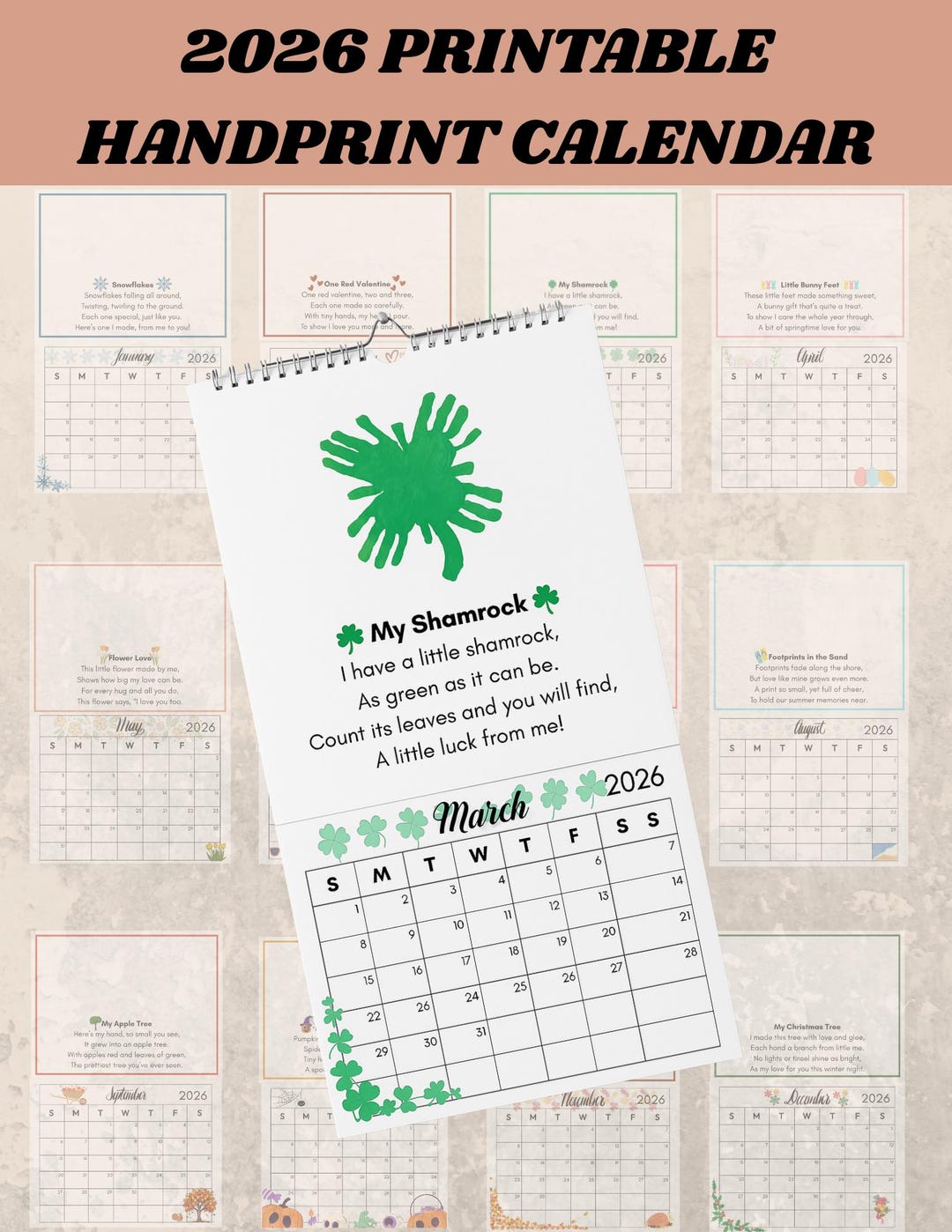 2026 Handprint Calendar | Printable Kids Craft Gift | DIY Keepsake ...