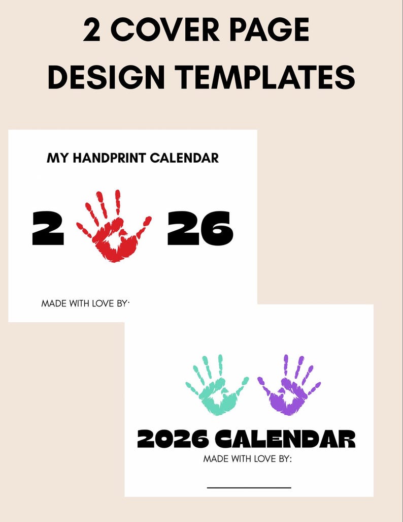 2026 Handprint Calendar | Printable Kids Craft Gift | DIY Keepsake ...