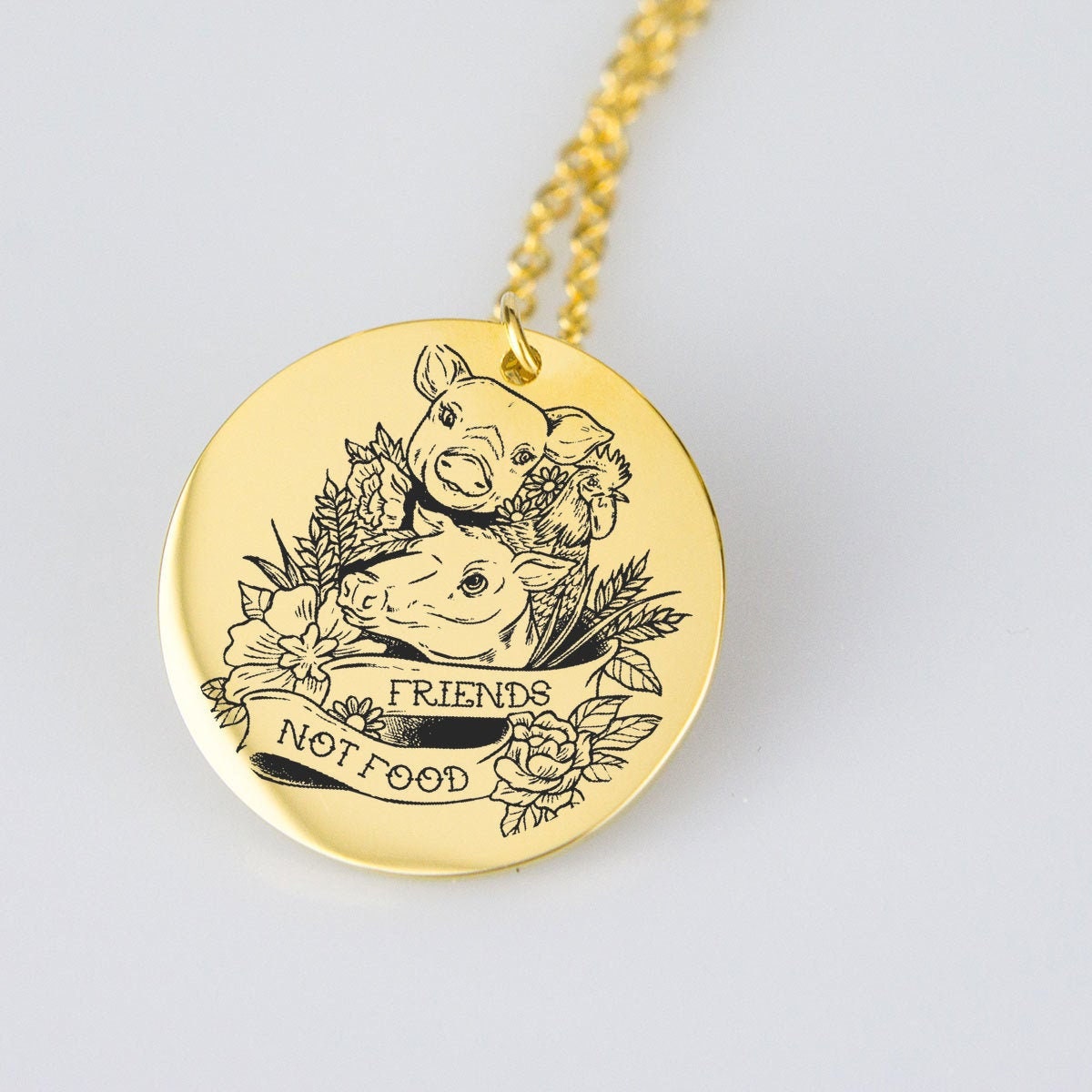 Gold Plated Vegan Necklace. Vegan Gift. Finest Vegan Jewelry Etsy