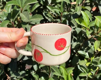 Pre Order Handmade Stoneware Tomato Mediterrian  Mug – 6oz Espresso Cup