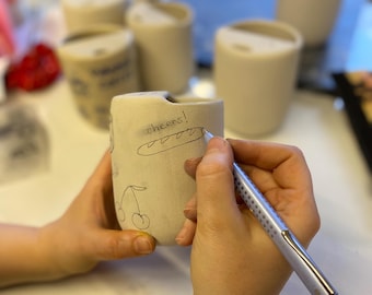 手作り陶器製蓋付きトラベルマグ（陶器コーヒーカップ）予約販売