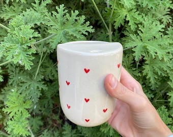 Pre-Order Handmade Ceramic Heart Travel Mug: Pottery Coffee Tea Sip Cup