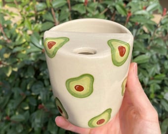 Pre Order Handmade Avocado Stoneware Travel Mug – Pottery Coffee Cup with Lid