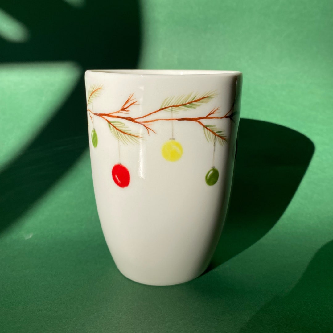 Christmas Light Ceramic Mug, Color Porcelain Cup, Handmade Coffee Tea