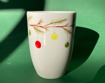 Christmas Light Ceramic Mug, Color Porcelain Cup, Handmade Coffee Tea Cup, New Year Unique Gift for Coffee Lovers, Cute Gift, 11.16 oz mug