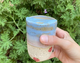 Pre-Order Handmade Ceramic Strawberry Coffee Mug: Pottery Travel Tumbler
