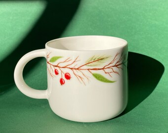 Taza de cerámica ligera navideña, taza de porcelana de flores, taza de té de café hecha a mano, regalo único de año nuevo para los amantes del café, regalo lindo, taza de 6,76 oz