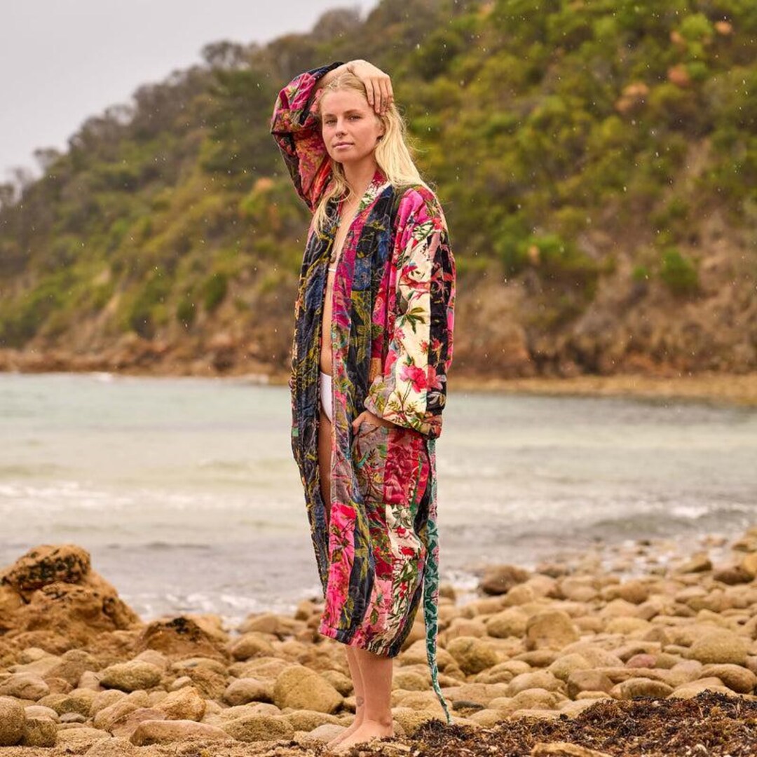Entle Se Robe Velvet Bloom Kimono Robe - Boho Luxe Floral Wrap for Endless Wanderlust ...