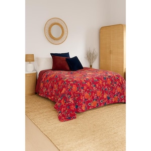 Velvet Bloom Luxe Quilt | Crimson Carnival Handmade Luxury Bedding | Cozy Bedroom Throw
