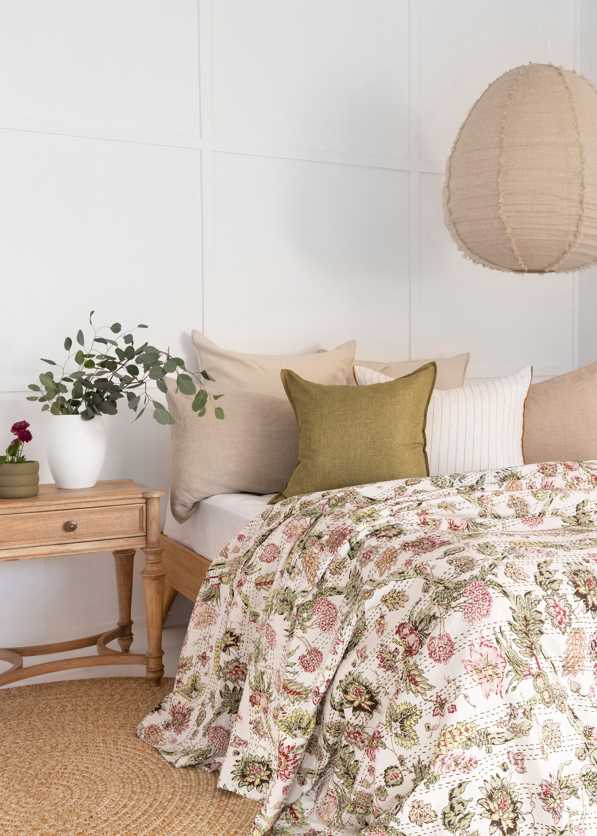 Kantha Quilt Indian Quilt Block Print Quilt Bedspread Bohemian Etsy