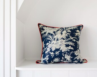 Floral Frida Pillow Cover: Handmade Cotton Cushion, 50x50cm Gift For Her Him Birthday Anniversary