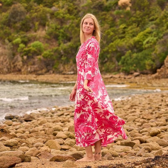 knee length dresses for ladies Florence Boho Maxi Dress in Sage & Blush Paisley
