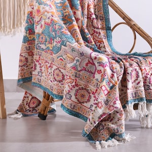 Luxury Rustic Cotton Wool Throw Rug Blanket Quilt | Large Picnic Throw ...