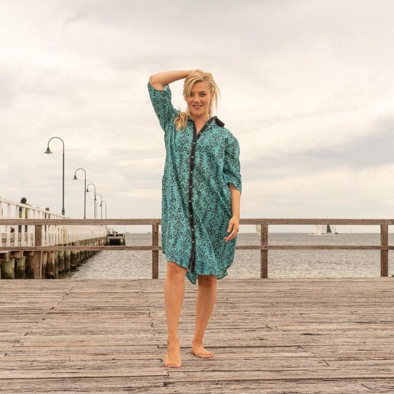turquoise shirt dress Skye White & Turquoise Midi Shirt Dress Genhappy