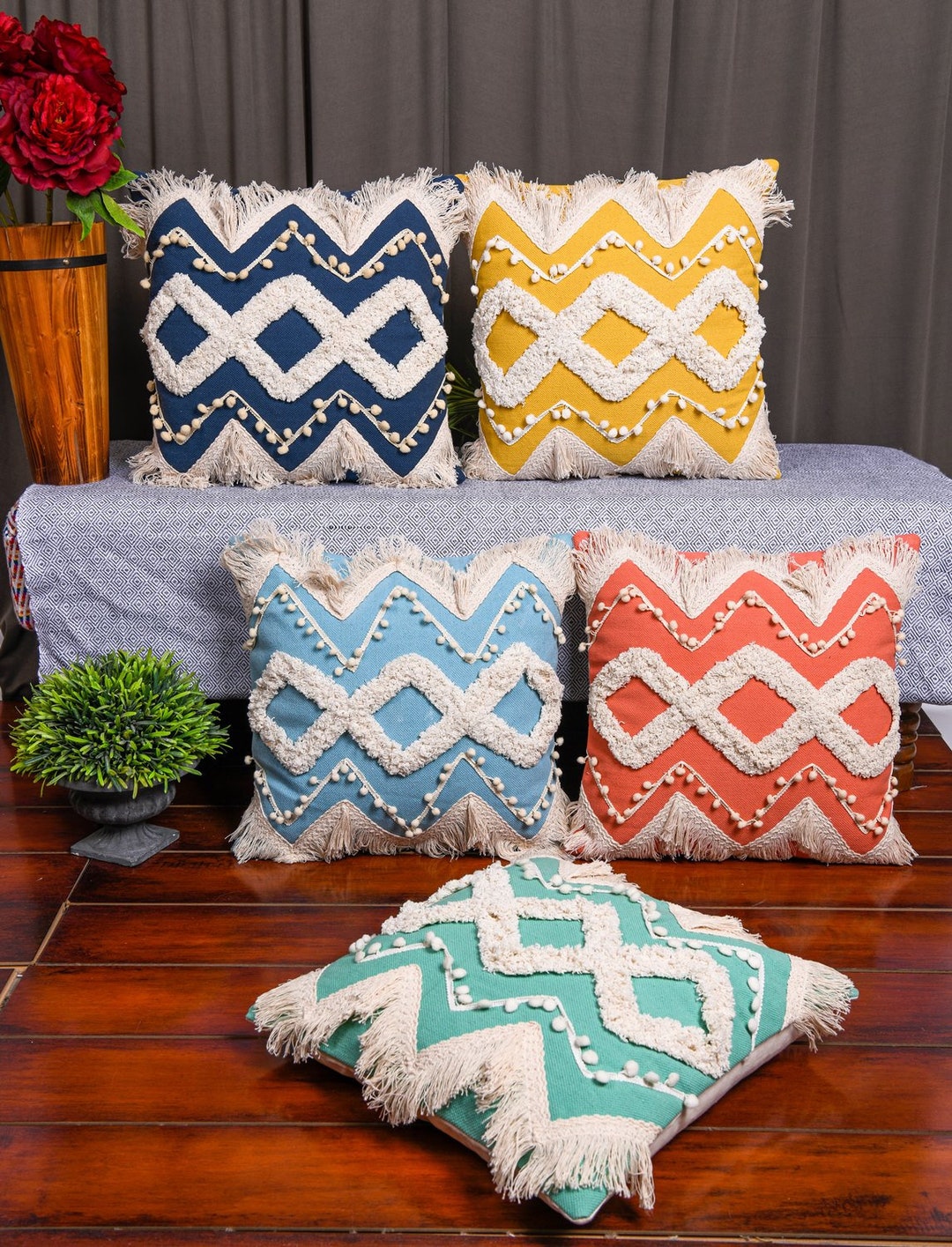 Boho tassel cushion hotsell