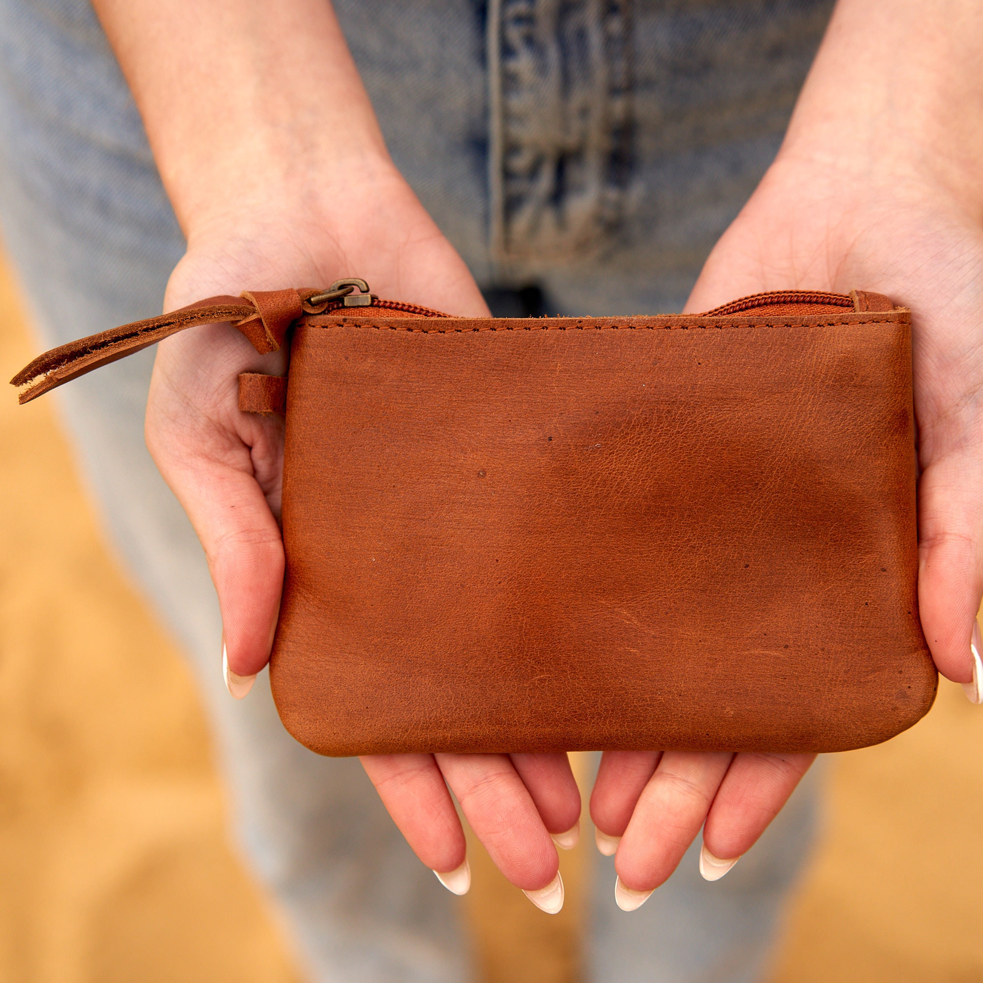 Leather zipper pouch hotsell