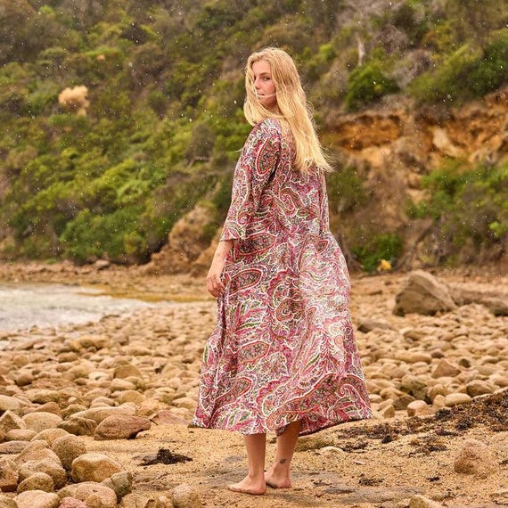 blue dress for baby girl Dreamscape Kimono Sleeve Maxi Dress Natural/Clay / S/M main image 0