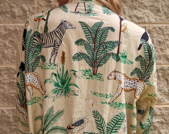 Kimono Cotton Kimono Bathrobe Frida Valentines Day GiftBird Bathrobe Turkish Bathrobe Cardigan Nightwear Dressing Gown Beach Bikini Summer
