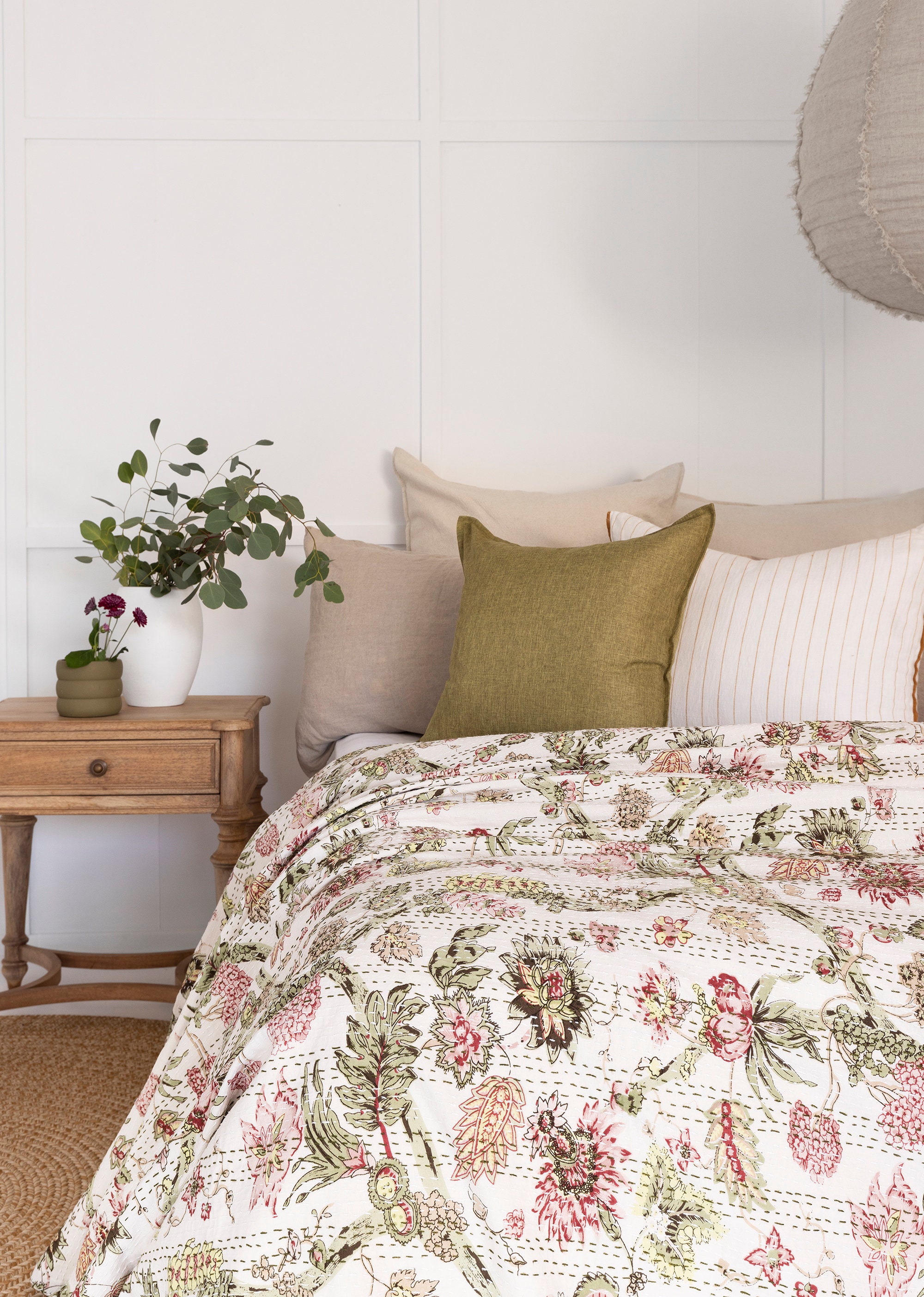 Kantha Quilt Indian Quilt Block Print Quilt Bedspread Bohemian Etsy