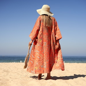 Kimono i bomullsvaffel: Paradisfågeltryck, Frida-inspirerad present till henne, födelsedag, årsdag