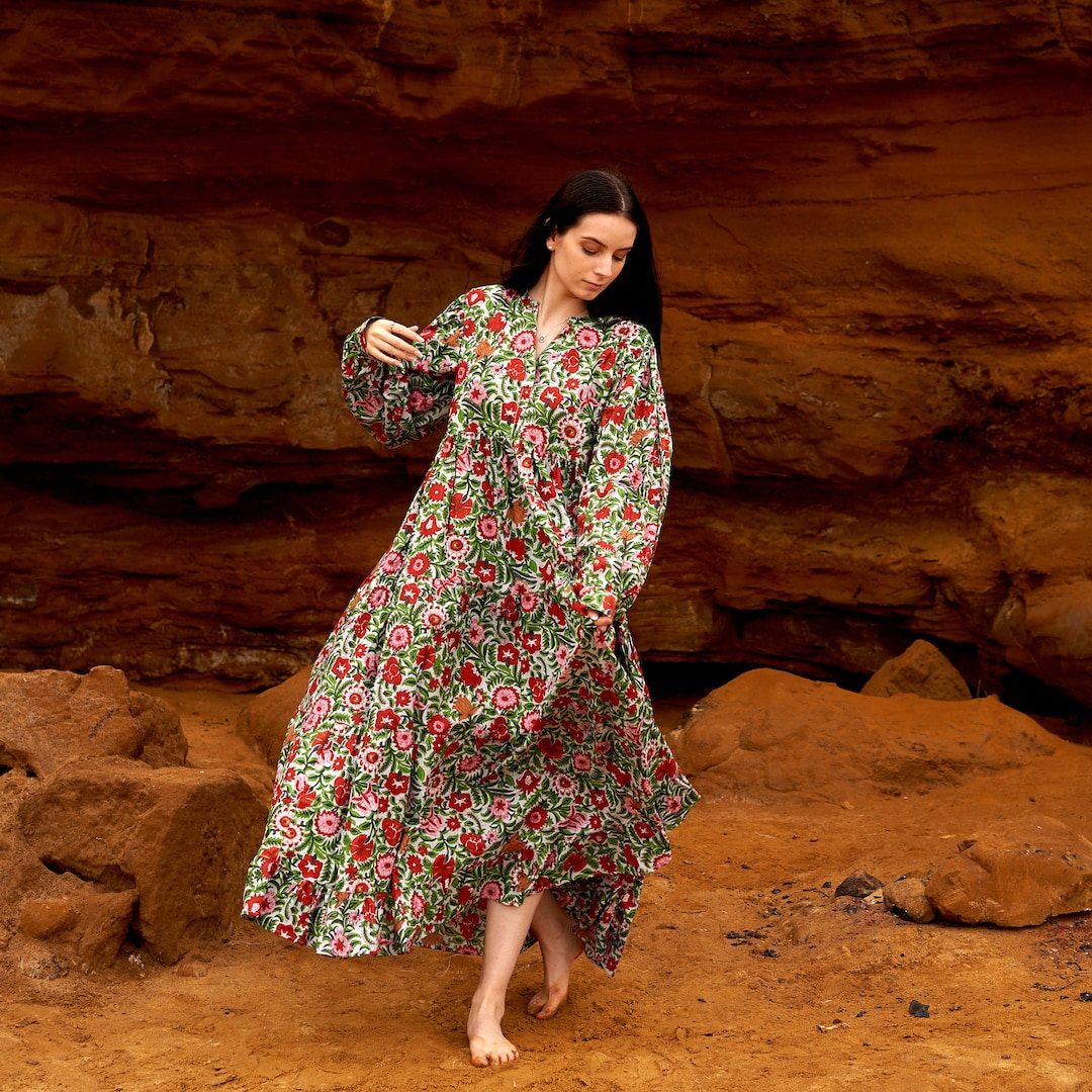 xiomara floral print long sleeve cotton dress Harper