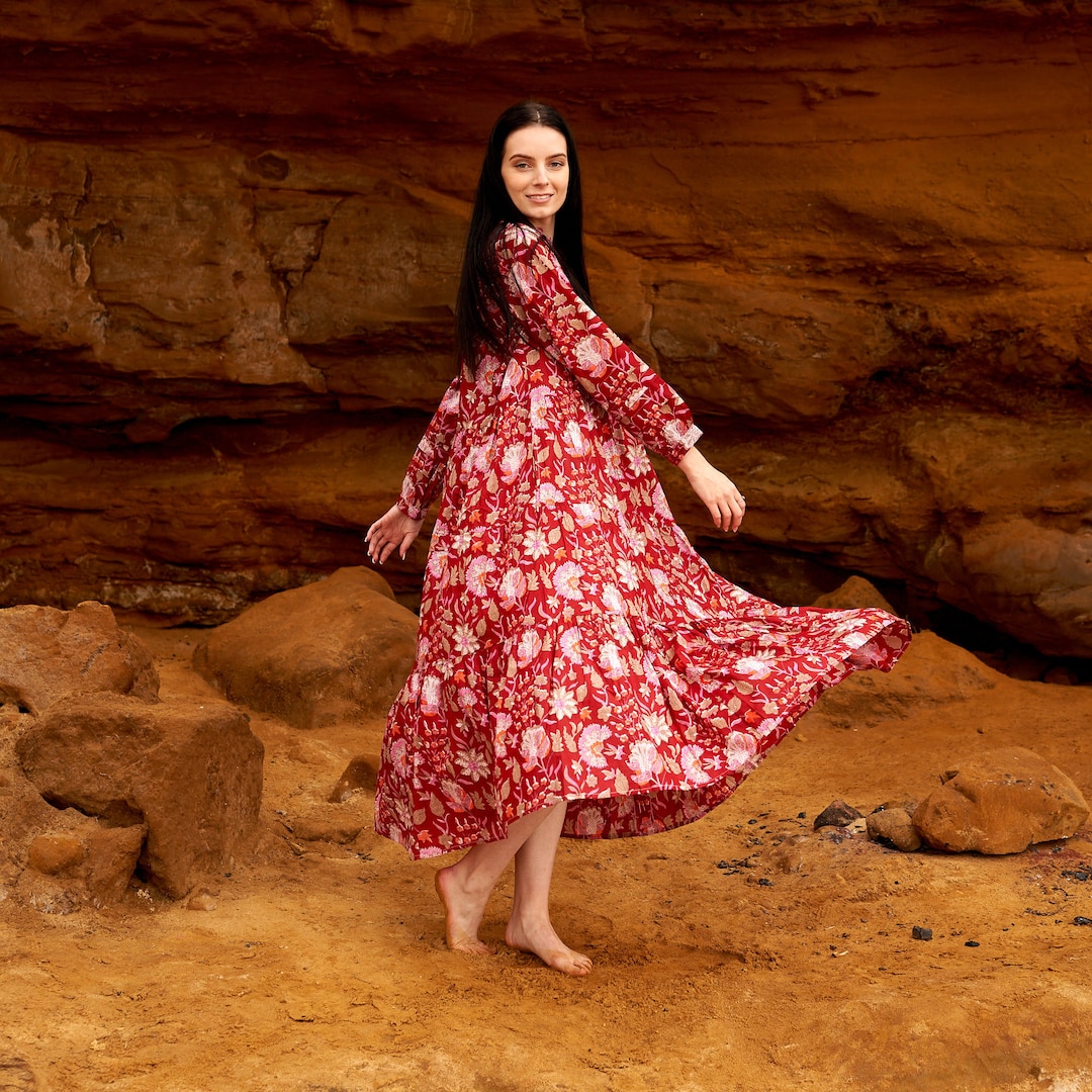 Boho Goddess Maxi Dress for Resort, Made of Cotton