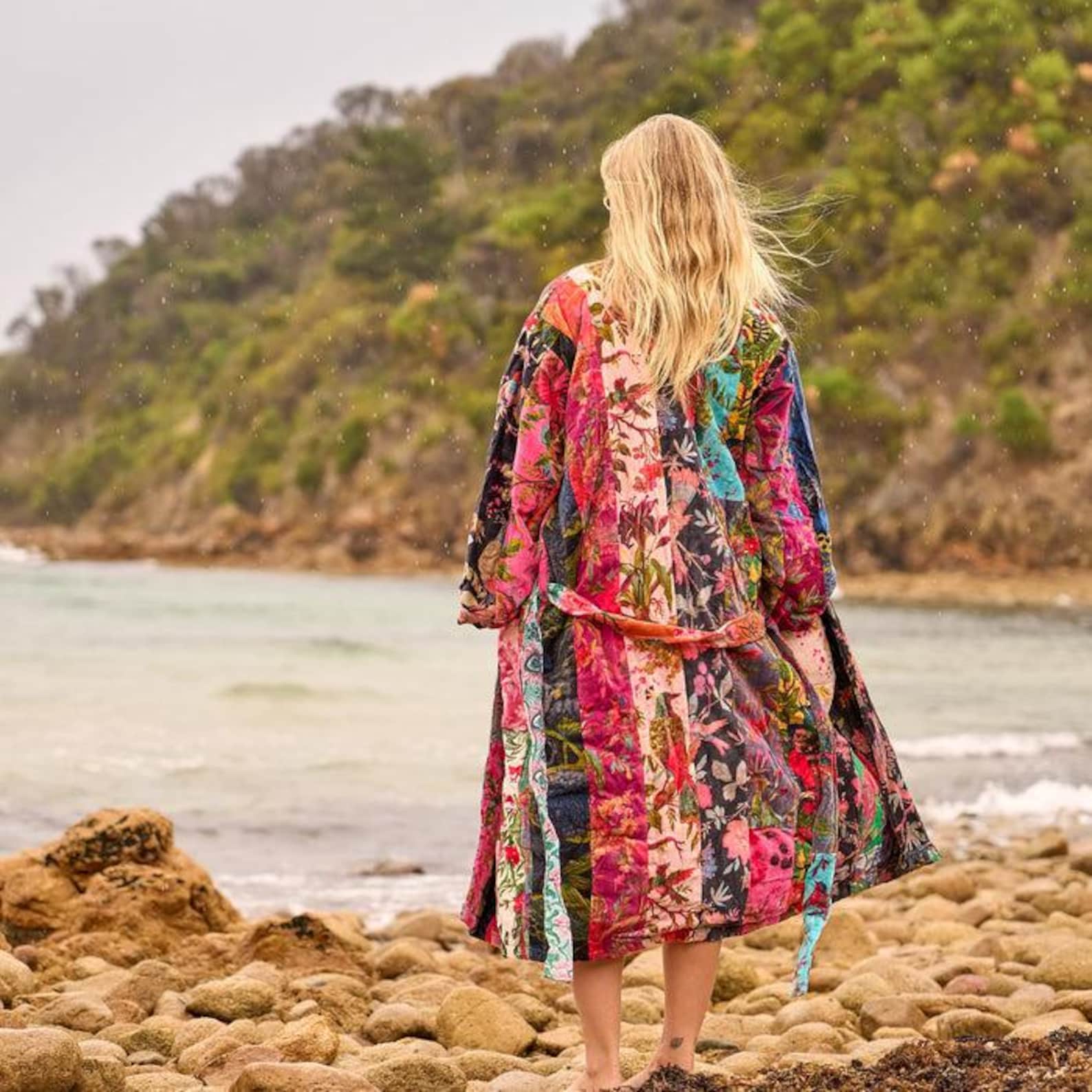 Entle Se Robe Velvet Bloom Kimono Robe - Boho Luxe Floral Wrap for Endless Wanderlust ...