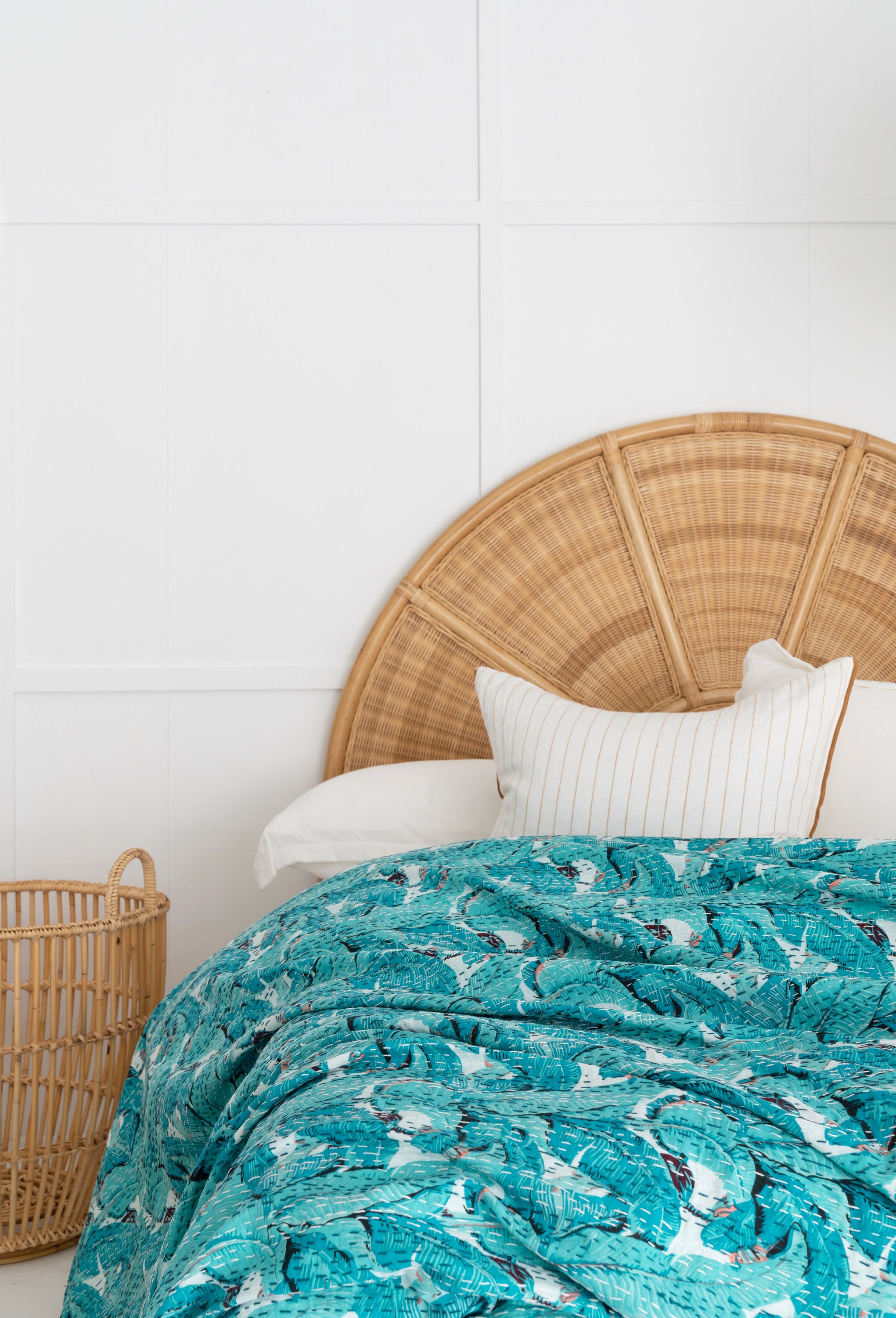 Kantha Quilt Indian Quilt Block Print Quilt Bedspread Bohemian Etsy