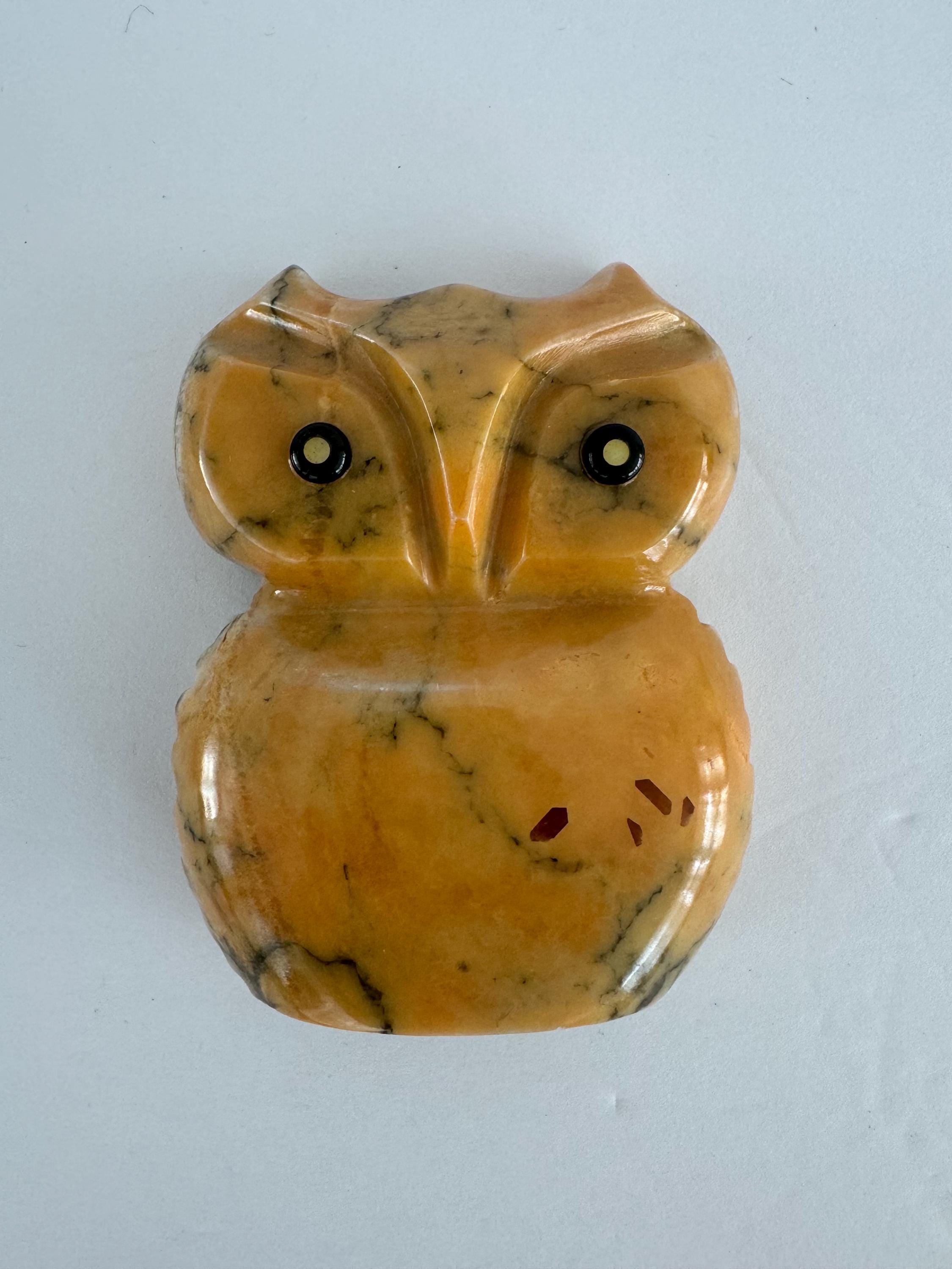 Vintage Alabaster Owl Paperweight Made in Michigan