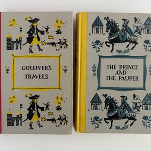 Vintage Hardcover Junior Illustrated Library Editions Gulliver’s Travels and The Prince and the Pauper Sullivan Twain 1954
