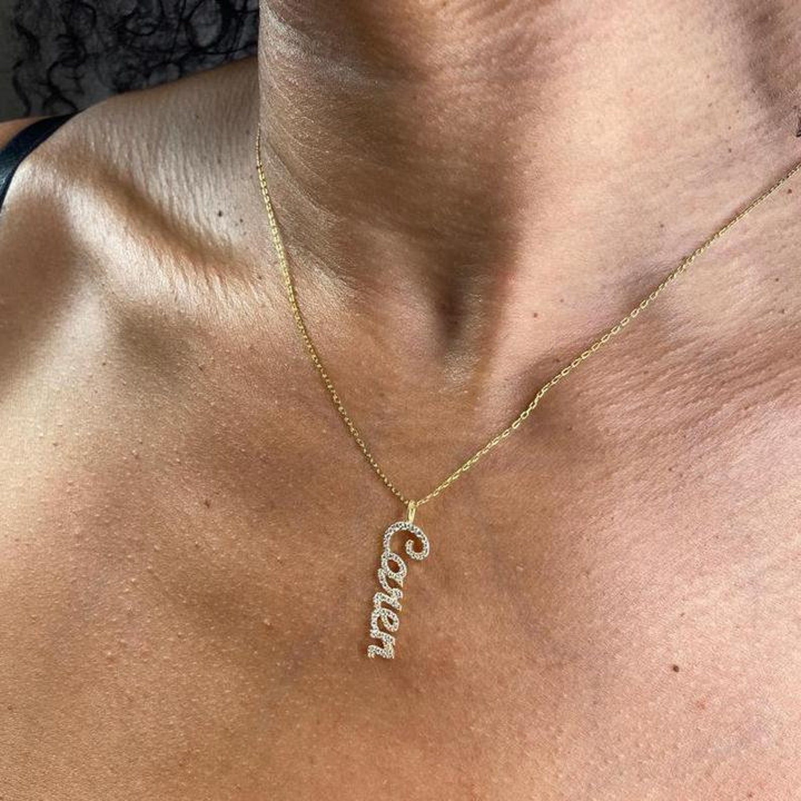 Vertical name necklace gold Clearance