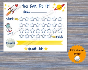 Kids Reward Chart | Printable Reward Chart | Kids Goal Chart | Blue Space Reward Chart | Instant Download