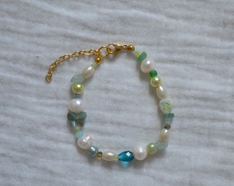 Grünes Organic Süsswasserperlen Armband