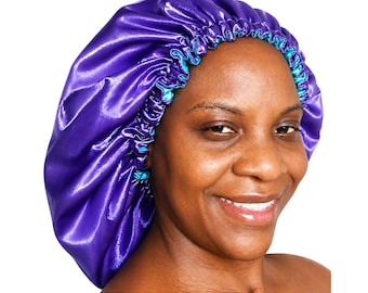 Satin Lined Shower Cap for Locs & Braids | Waterproof XL Adjustable for Thick Natural Hair