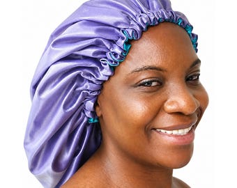Satin Lined Shower Cap for Locs & Braids | Waterproof XL Adjustable for Thick Natural Hair