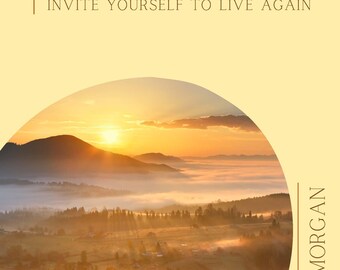 Op de afbeelding: Boekomslag met de titel "Breaths of Life" en de slogan "Invite Yourself to Live Again". De achtergrond toont een zonsopgang boven een bergketen met een mistige vallei. De naam van de auteur, Erika Morgan, staat aan de rechterkant.