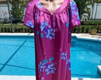 Hilo Hattie Hawaii Hawaiian Aloha Maxi Dress Muumuu Sz S Cotton Vintage ...